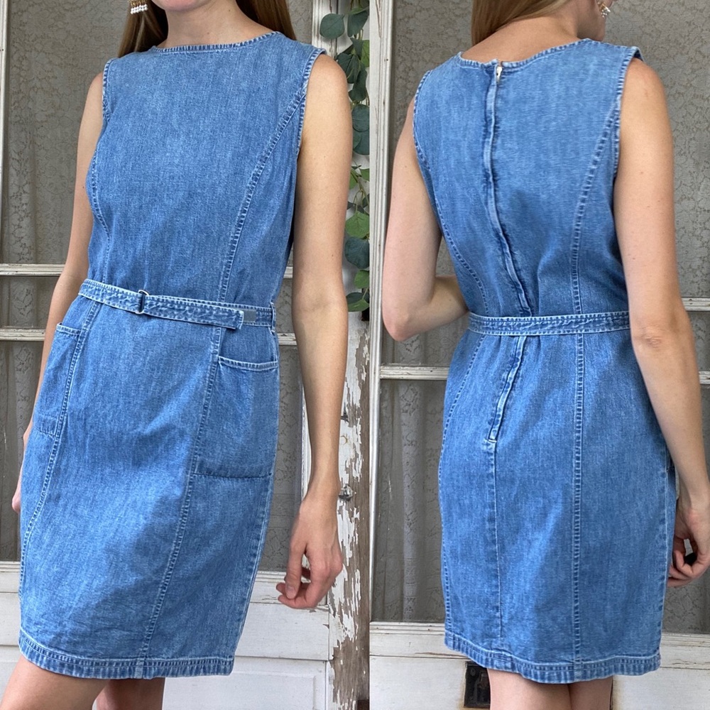 LOFT Blue Denim Sleeveless Dress